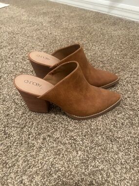 Abound Brown Suede Block Heel Mules - Women's Slip-On Clogs